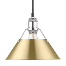 Golden 3306-M CH-BCB - Yep by Golden Lighting Orwell 1-light 10in Pendant in Chrome and Brushed Champagne Brass shade